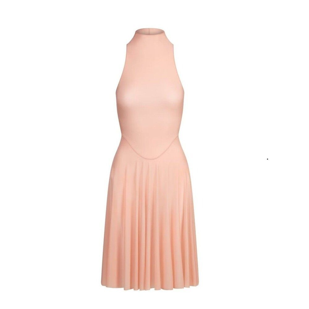 Skims Milky Sheer High Neck Dress Desert Clay